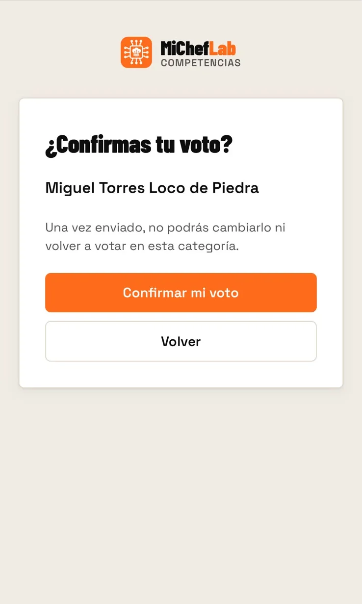 Confirmación del voto del público