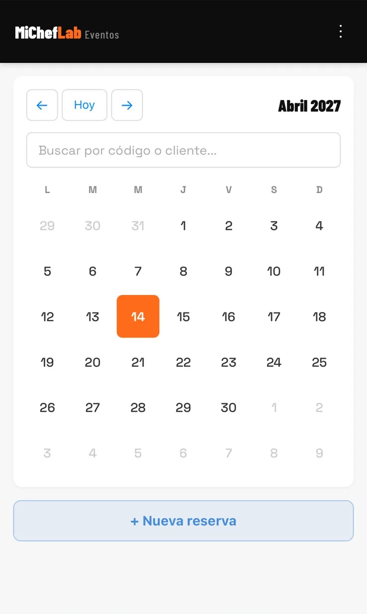 Agenda de eventos en el celular